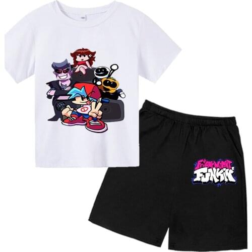 Friday Night Funkin Sets Multicolor Short Sleeve Crew Neck Print Tshirts Shorts Suit Chic 2021 Sports Childrens Suit 100-160cm
