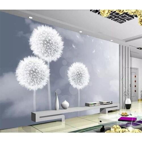 Customized Size Simple Romantic Theme Room Decor 3D Painted Dandelion Large Murals Wallpaper for Bedroom Living Room Wall Paper