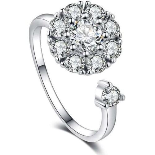 Newest Creativity Rotatable Micro-Inlaid Zircon Ring for Women Wedding Trendy Jewelry Dazzling CZ Stone Large Modern Rings