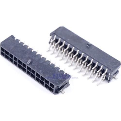 2 pcs 43045 Male Header Pin 24 Pins Pitch 3.0 mm 2x12 Surface Mount Right Angle PCB Cross Micro Fit 3.0 43045-2409 430452409