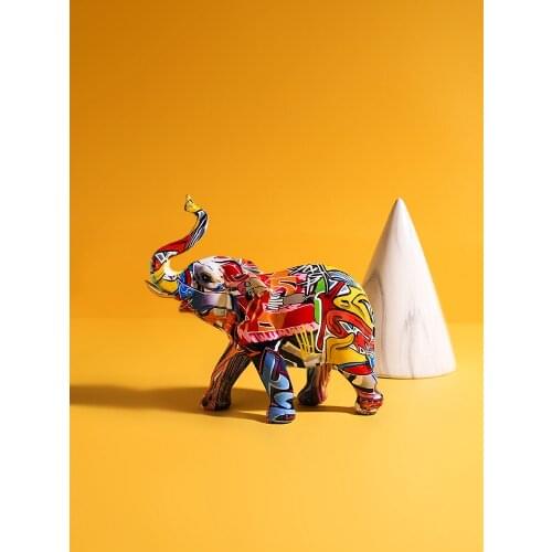 Creative Painted Colorful Elephant Resin Craft Ornament Home Living Room Wine Cabinet Porch Wine Cabinet Decorations
