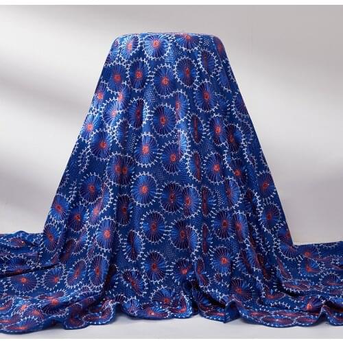 Lace Fabric Royal Blue Swiss Voile Cotton Fabric 2021 New Austri Cotton Embroidery Sewing Fabrics Dresses For Woman Party A 2520