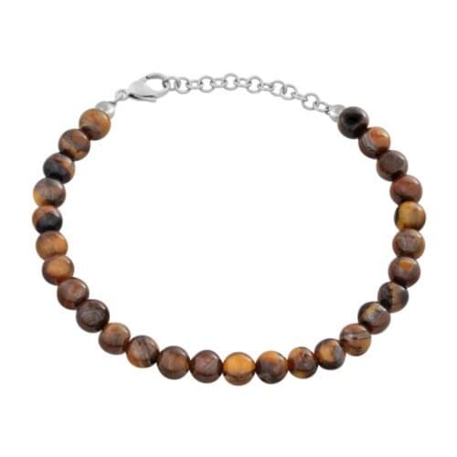 Runda 2020 Summer Fashion Handmade Tiger Eye Stone Beaded Bracelet Men Stainless Steel Jewellery