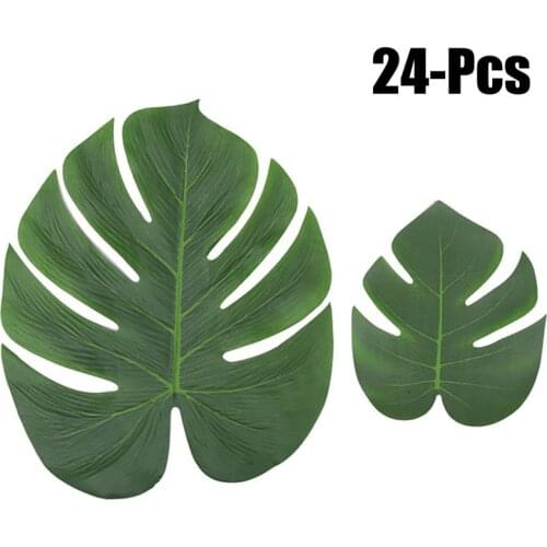 24PCS Tropical Palm Leaves Decorative Party Palm Leaves Artificial Leaves Fake Plants Faux Plants New
