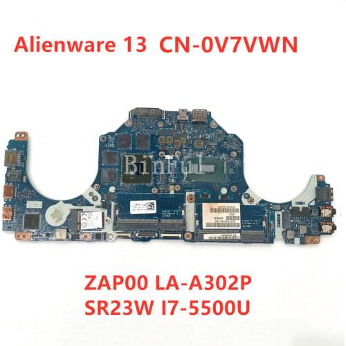 For Alienware 13 M13X Laptop motherboard CN-0V7VWN 0V7VWN V7VWN ZAP00 LA-A302P With SR23W I7-5500U CPU 100% full Tested