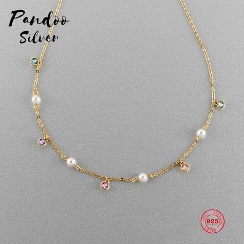 PANDOO Fashion Charm Pure 925 Silver Original 1:1 Copy, Elegant Intellectual Clavicle Chain Necklace Female Luxury Jewelry Gifts