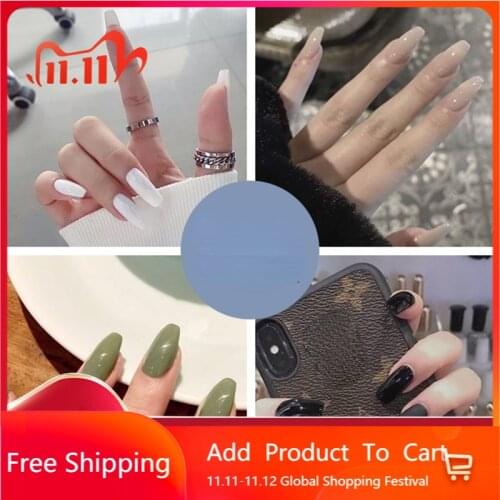 Fake Nails Art Tips Press on Nail False with Glue Designs Set Full Cover Artificial Short Packaging Kiss Coffin Square Stick box