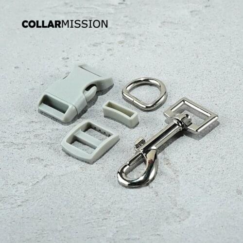 Plastic buckle+Tri-Glid+square keeper+D ring+metal dog clasp/set)4.5 sets of grey 20mm DIY dog leash parts