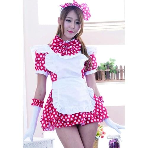 Dot Red Maid Dress Costumes Hhalloween Costumes For Women Anime Clothes Role Play Party Clothing Carnival Supplies