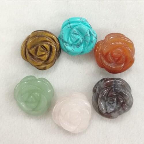 Rose natural stone pendants Necklace for Jewelry making diy charms Onyx Tiger eye 6pcs/lot wholesale Free shipping Fashion
