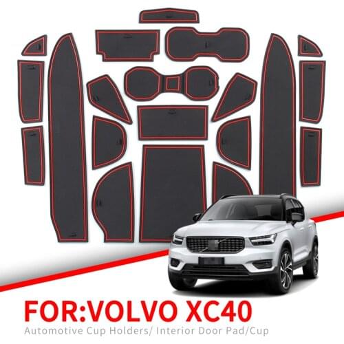 ZUNDUO Anti-Slip Gate Slot Mat for Volvo XC40 2019 2020 Interior Accessories Rubber Coaster Cup Holders Non-slip mats