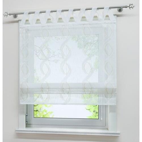 Roman Curtain Tulle Curtains For the Kitchen Living Room Decor Sheer Window Voile Screening Panel Drape Gold Spiral Design