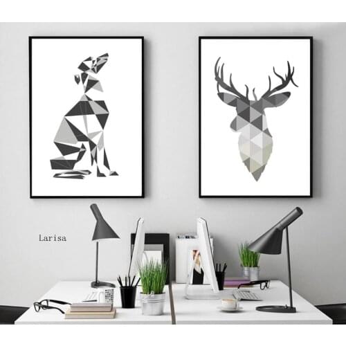 Nordic Minimalist Abstract Dog Deer Poster Italian Greyhound Wall Art Canvas Painting Print Pictures for Living Room Home Decor