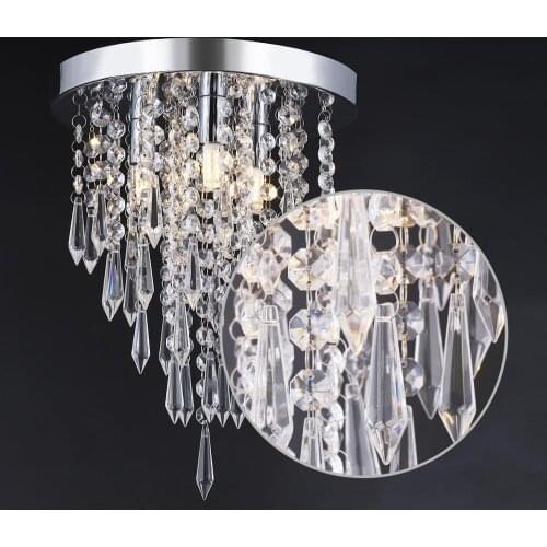 Modern Crystal Ceiling Light 3-Lights Flush Mount Ceiling Light for Bedroom Hallway Bar Kitchen Cloakroom Bathroom