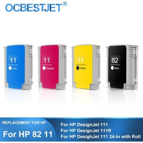 [Third Party Brand] For HP 11 82 Replacement Ink Cartridge For HP Designjet 111 111R Printer (CH565A C4836A C4837A C4838A)