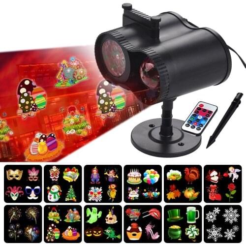 LED Projector Light Water Wave Multiple Patterns Interchangeable Slides IP44 Waterproof with Remote Control for Christmas