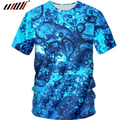 UJWI O Neck T Shirts Male Fashion Short 3D Tee Shirt Printing Water Droplets Ocean Sets Summer Leisure Big Size Tees Unisex