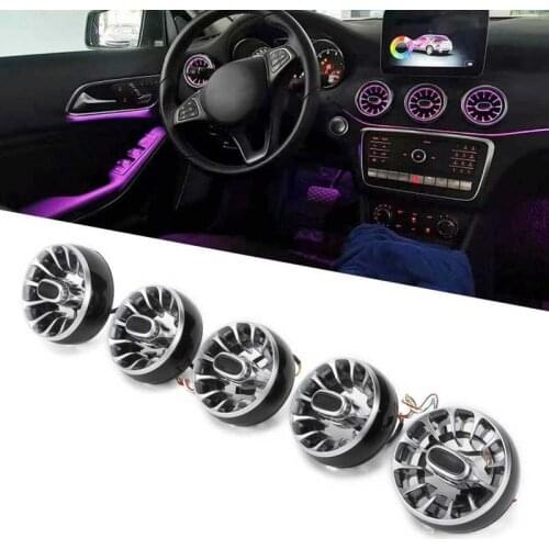 5pcs 12 Color Front LED Turbine Air Vent Ambient Atmosphere Light for Mercedes-Benz A/CLA/GLA-Class W176 C117 X156 2013-2018