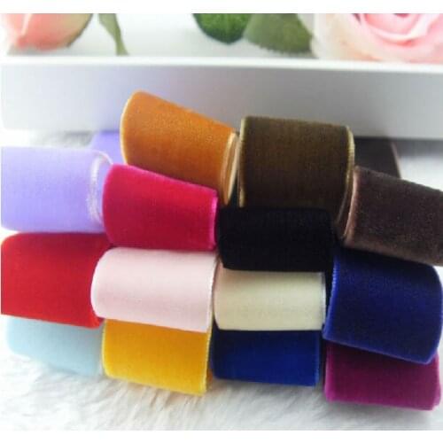 High Quality velvet ribbon 1.5 inch ,38mm width, 20yds/roll, No elastic Single face nylon velour webbing, many color choices