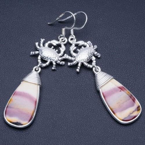 Natural Royal Imperial Jasper 925 Sterling Silver Earrings 2 1/4" Q1750
