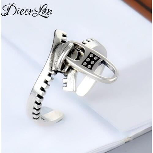 Punk Vintage Zipper Link Chains Ring For Women Men Adjustable Size Geometric Rings Exquisite Creative Jewelry Wholesale 2021