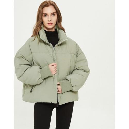 Winter Padded Coat Womens Parker Jacket Stand Collar Thick Warm Oversize Outwear Women Fashion Women Zipper Pocket