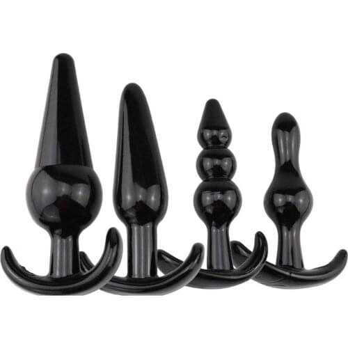 4pcs Pack Anal Plugs Silicone Butt Beads Trainer Sensuality Adult Toy for Sex