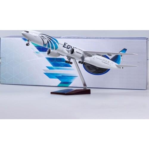 47CM 1/157 Scale 777 B777 Aircraft Egypt Air Airlines Model W Light and Wheel Landing Gear Diecast Plastic Resin Plane