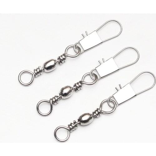 50pcs Fishing Connector Swivels Interlock Snap Fishing Lure Tackles Winter Fishing Gear Accessories Connector Copper Swivel