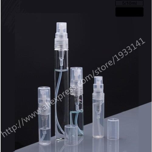 500pcs 5ml 10ml Small Refillable Perfume Bottle Transparent Glass Fragrance atomizer Mist spray Liquid Vials