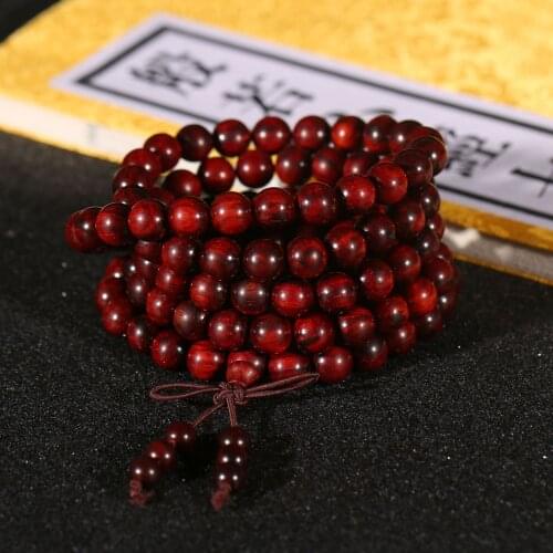 8mm Natural Small Leaf Red Sandalwood Prayer Beads Bracelet 108 Beads Red Sandalwood Prayer Prayer Beads Bracelet For Men And Wo