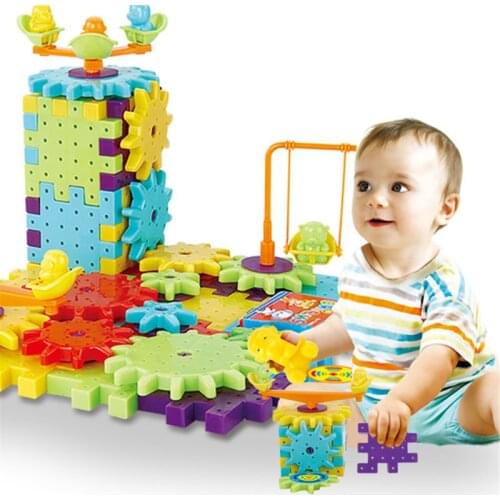 81 PCS Electric Gears 3D Model Building Kits Plastic Brick Blocks Educational Toys For Kids Children Gifts