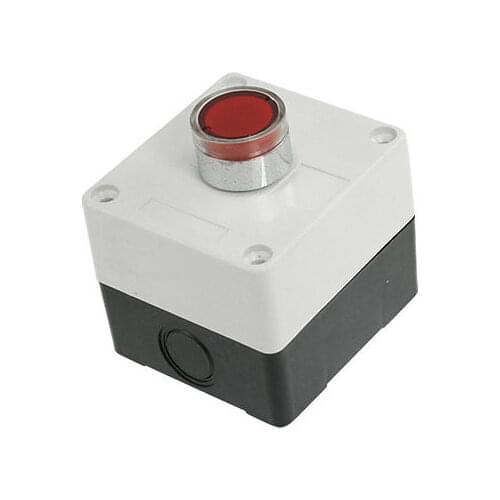 AC 110V Red Signal Light Lamp Momentary Push Button Switch Station Box NC N/C