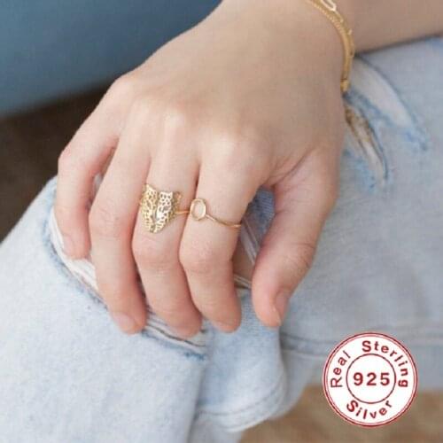 AIDE Europe & America Hollow Leopard Rings For Women Punk Open Adjustable Finger 925 Sterling Silver Ring Fine Jewelry anillos