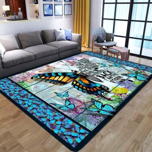3D Printed Butterfly Carpets For Living Room Bedroom Area Rugs Kids Room Game Crawl Mat Soft Flannel Cartoon Child play Big Rug