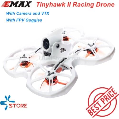 EMAX Tinyhawk II 75mm 1-2S Whoop FPV Racing Drone RC Quadcopter BNF RTF w/ FrSky D8 Runcam 2 Cam Camera 25/100/200mw VTX ESC