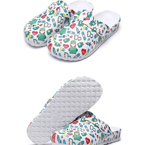 EVA Soft Slippers Hospital Laboratory Nurse Non-slip Shoes Creative Cartoon Printed Breathable Soft Nurse Slippers