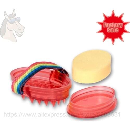 31 2013 Massage curry comb with grooming sponge PVC shell with ribbon for fixing hand 15.5*12.5cm massaging factory direct sale