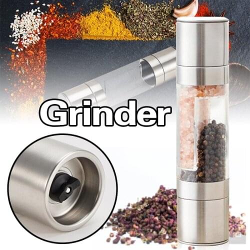 2 in 1 Pepper Grinder Stainless Steel Ceramic Grinding Core Adjustable Thickness Removable Manual Spices Grinder Kitchen Tools