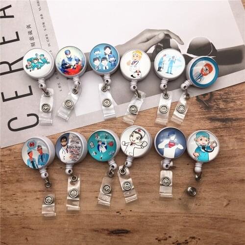 Cute Retractable Badge Reel Clip for Nurse and Doctor Funny Name Tag ID Card Work Badge Holder for Women & Men