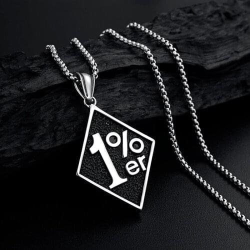 Mens Punk Rock Gothic 1%ER Vintage Club Pendant Necklace,Stainless Steel Fashion Vintage Necklace with 23 inch Chain