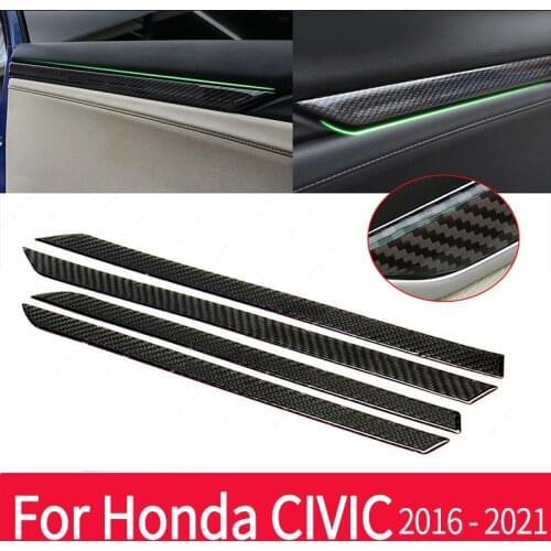 Carbon Fiber Door Panel Dial Cover Trims Interior Door Moulding Decal for 10th Gen Honda Civic 2016+ Inner Door Panel Stickers