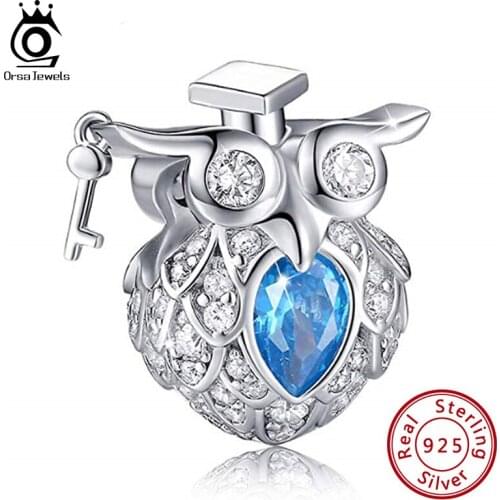 ORSA JEWELS 925 Sterling Silver Sparkling Full Cubic Zirconia Charm Fit Original Bracelet&Bangle For Women Fashion Jewelry CB107