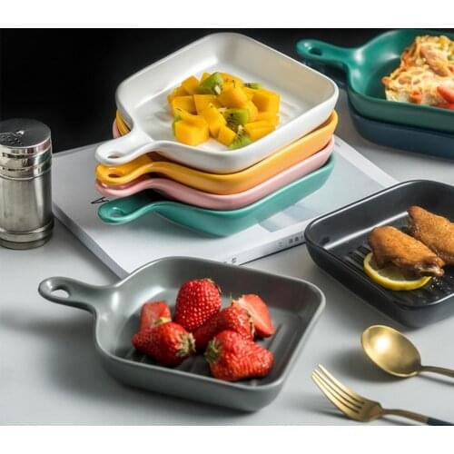 Food Plate Non-stick Heat-insulated Ceramic Kitchen Cooking Salad Fruit Plate for Home