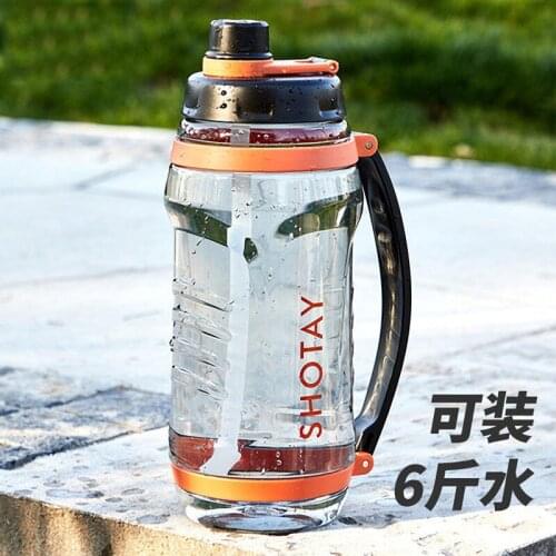 Large-capacity Plastic Water Bottle with Straw Cups for Outdoor Sports Fitness Space Cups with Handles Water Cups