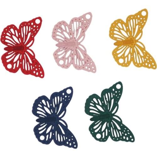 30pcs/Lot Pure Copper Animal Butterfly Shape Spray Paint Charms Thickness Jewelry DIY Findings Computer Etching Charm 13x19mm