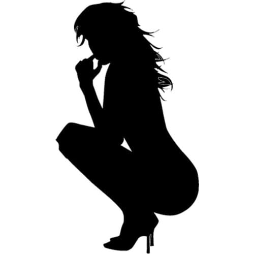 Sexy Girl Nude Lady Squatting Vinyl Decal For Truck Car Window Door Bumper Fuel Tank Cap Laptop Kayak Car Accessories Sticker