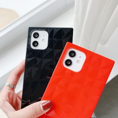 Tpu Transparent Laser Square Diamond Pattern Case For iPhone 12 Mini 11 Pro Max X Xs Max Xr 7 8 Plus SE2020 Candy Color