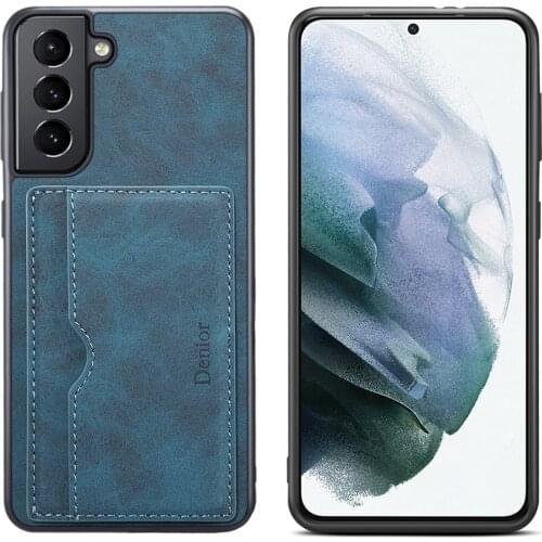 Luxury Fashion High Quality Shockproof Soft Credit Card Pocket Leather Phone Case For Samsung S21 Plus Back Cover Fundas Shell