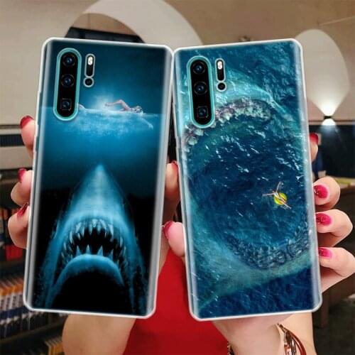 Ocean Monster Shark Swimming Silicon Phone Case For Huawei Honor 10 9 20 Lite Y5 Y6 Y7 Y9 9X 8X 8S 8A 7X 7A 7S Pro + 10i20i Coqu